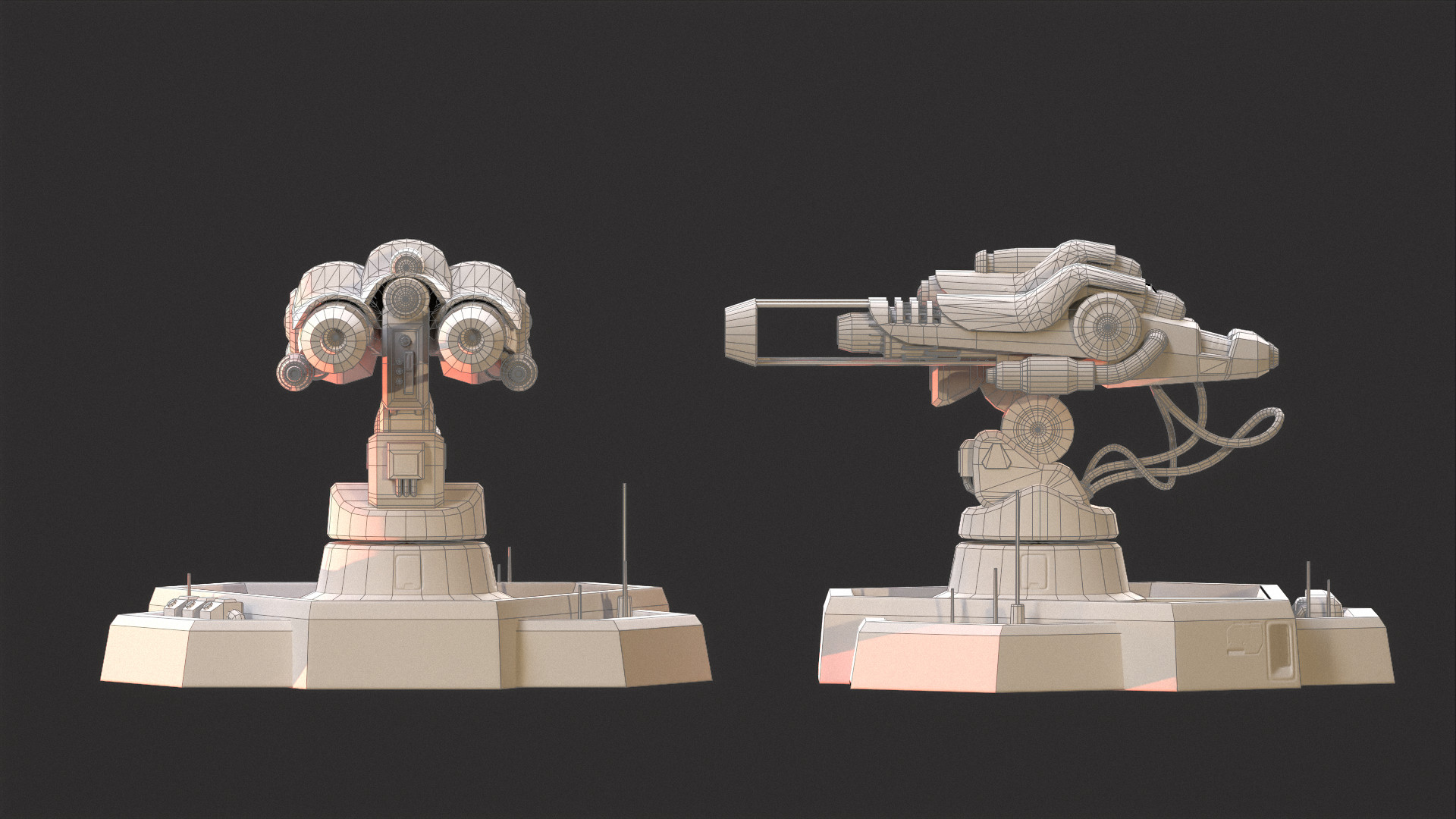 NOD Laser Turret - Side View Wireframe
